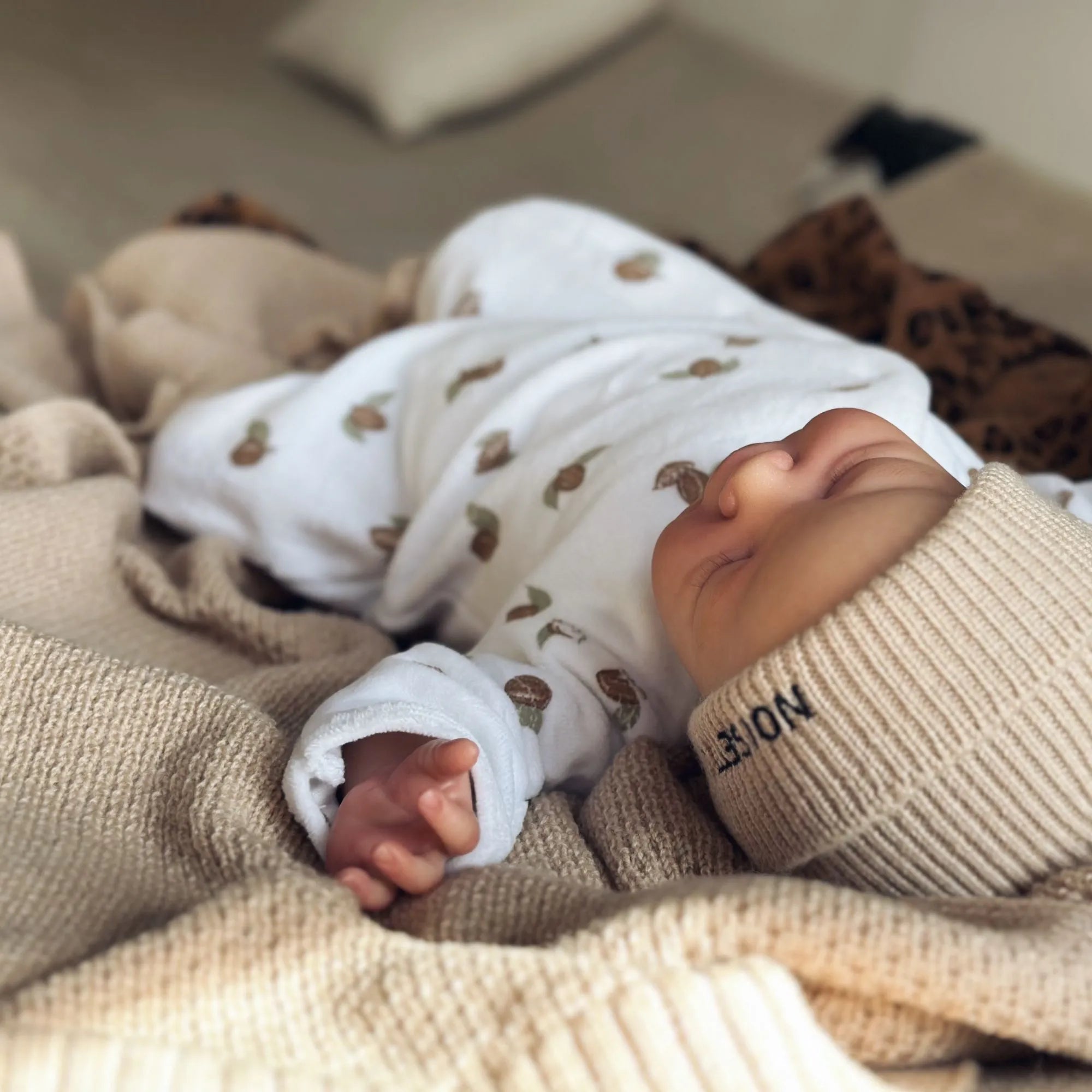 Bonnet de naissance mérinos - Noisette