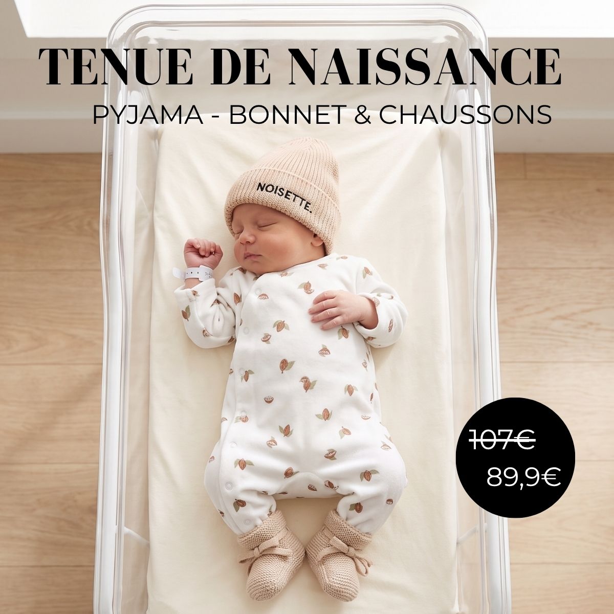 Tenue de naissance pyjama+bonnet+chaussons