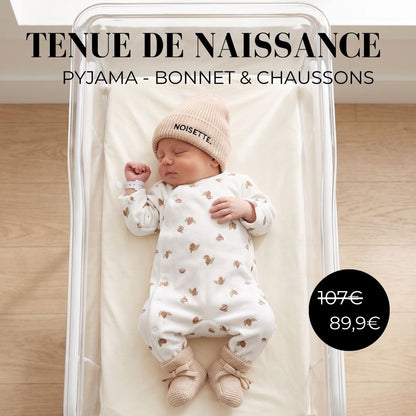 Tenue de naissance pyjama+bonnet+chaussons
