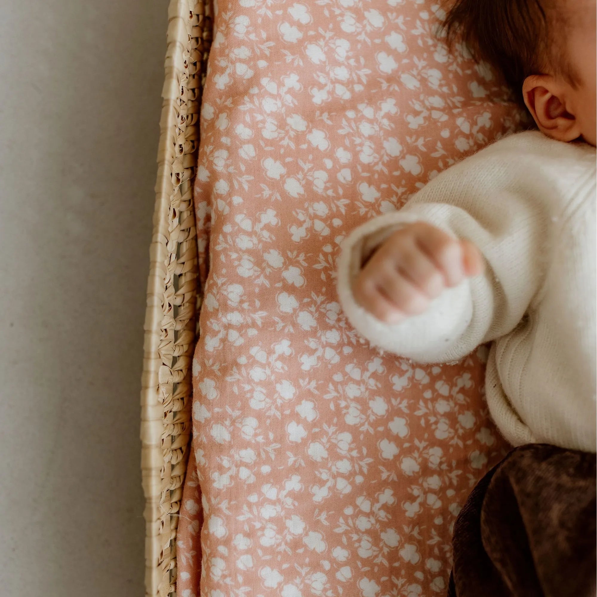 Housse matelas à langer + berceau - Bloom blush