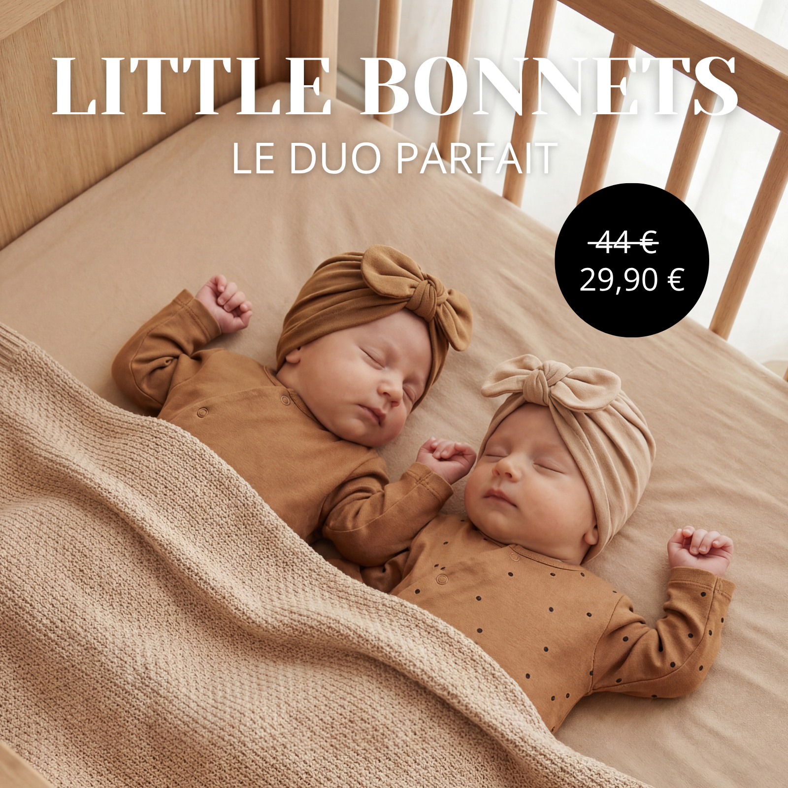 Duo bonnet noué - Nut + Nude